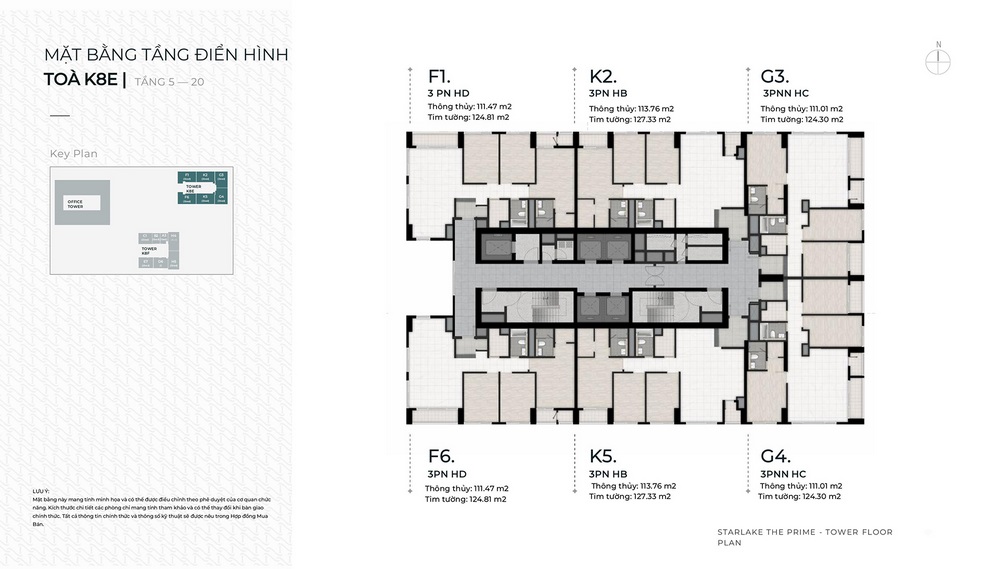 mặt bằng tầng điển hình toà K8E starlake the prime Tây Hồ Tây