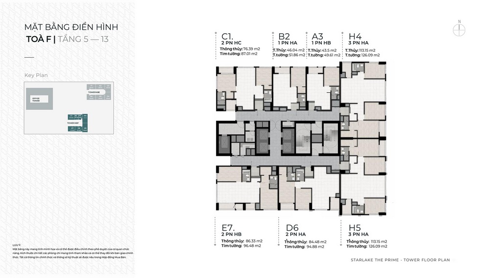 mặt bằng tầng điển hình toà K8F starlake the prime Tây Hồ Tây