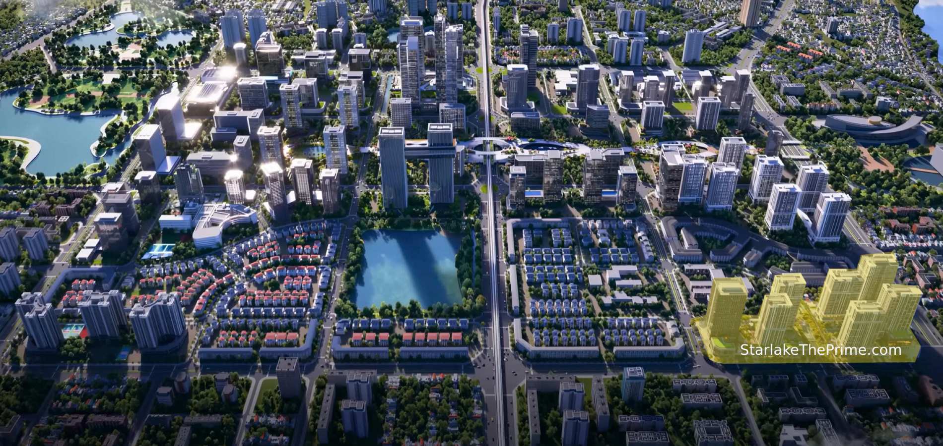 Phối cảnh vị trí Starlake the prime trong khu đô thị Tây Hồ Tây
