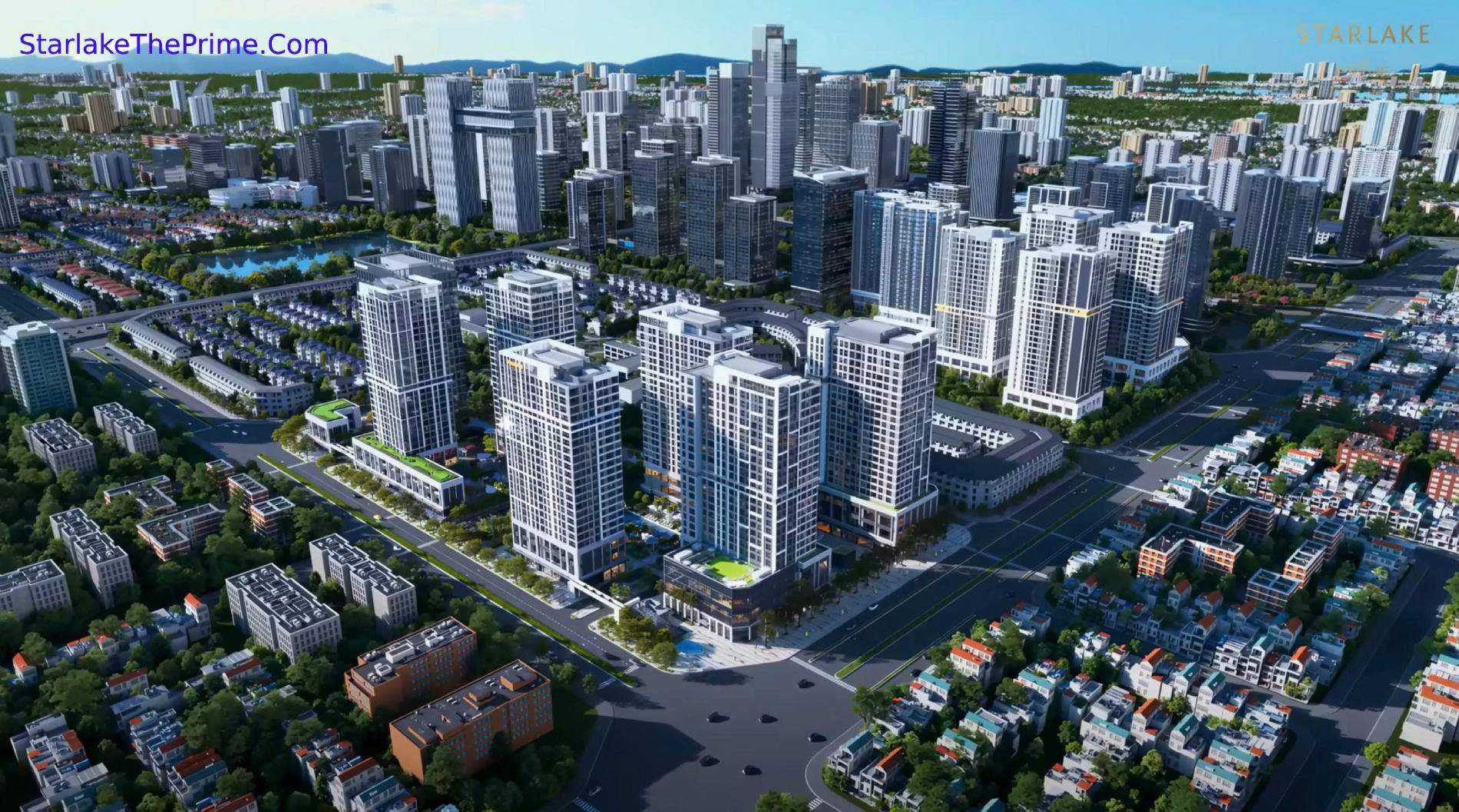 Phối cảnh 6 toà căn hộ chung cư cao cấp dự án Starlake The Prime Tây Hồ Tây