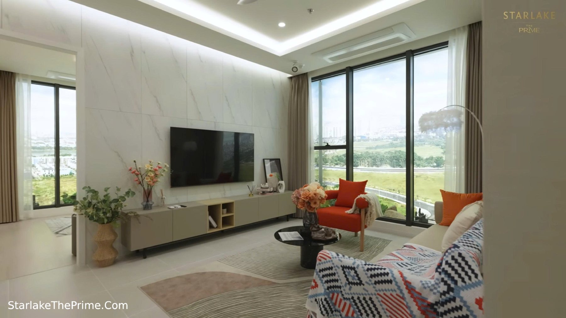 Phòng khách căn hộ mẫu 2 ngủ chung cư K8 Starlake The Prime Tây Hồ Tây