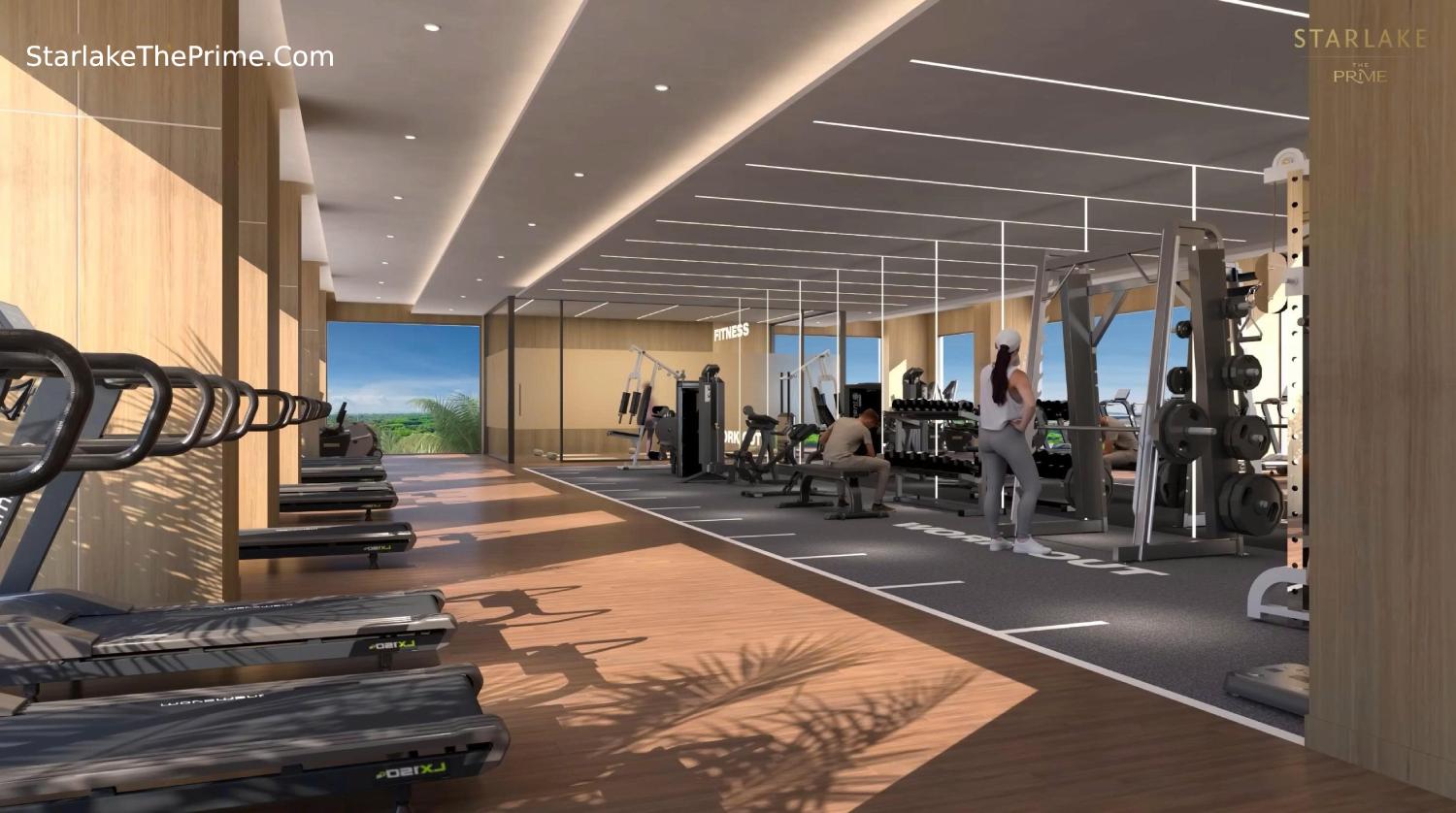 Phòng tập gym hiện đại với nhiều thiết bị cao cấp tại Starlake The Prime Tây Hồ Tây